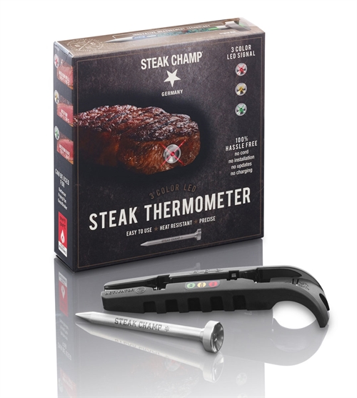 Steak-Thermometer fra Steakchamp, 3-farvet LED, (medium rare, medium, well done) 