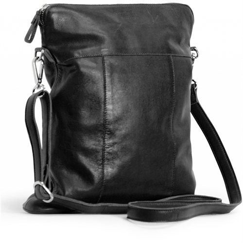  Lækker hverdagstaske i 100% læder, stillBasic Large Messenger, Black