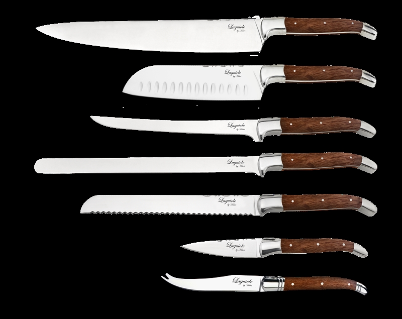 Kokkeknivsæt bestående af 7 knive fra Laguiole, Rosewood