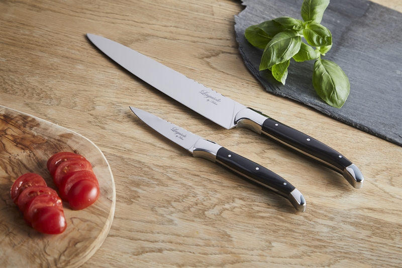 Knivsæt fra Laguiole bestående af Chefkniv 20 cm og Urtekniv 9 cm, sort ibenholt30-LG08,40Black