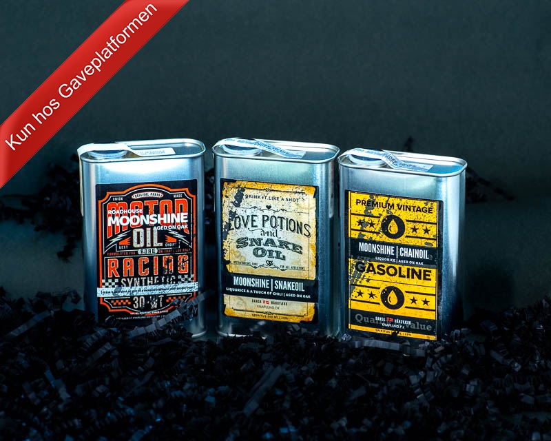 Knaplund Moonshine oilshots, 3 varianter, Motoroil, Chainoil og Snakeoil, vol. 40%/25% , kr. 560,00