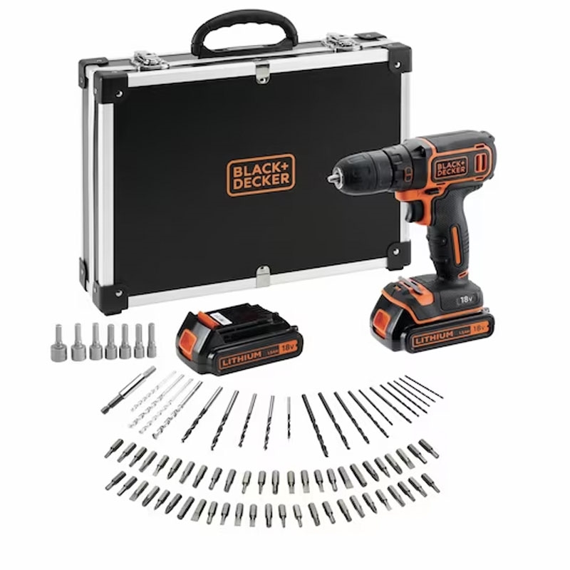 Black & Decker, 18V Boremaskine 2X1,5Ah 80 Tilb.Fl Case 