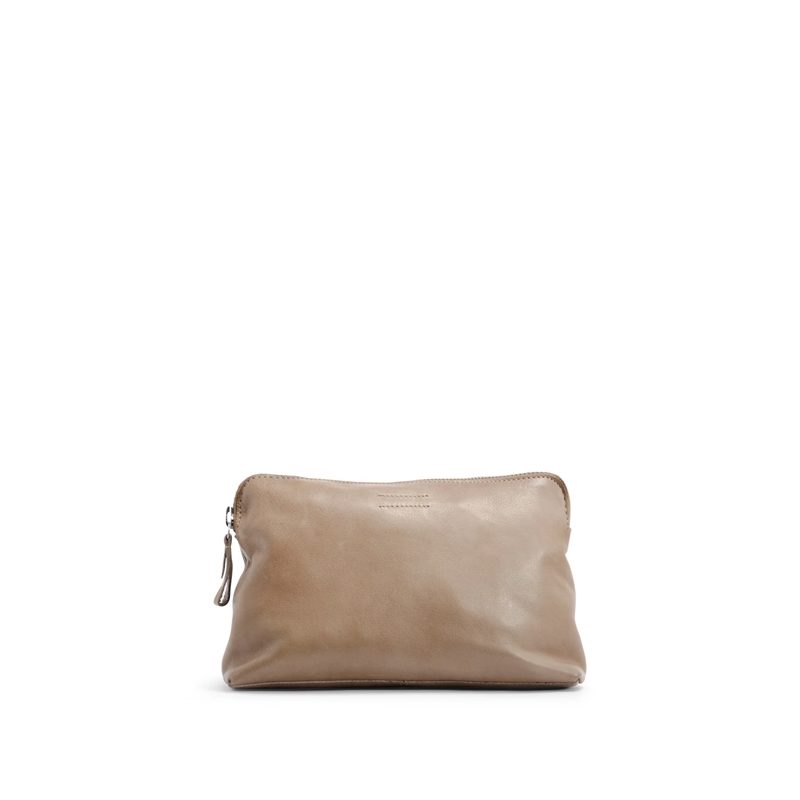 Toilettaske i 100% læder,  stillBasic Medium Toiletry Bag, Dark Beige 